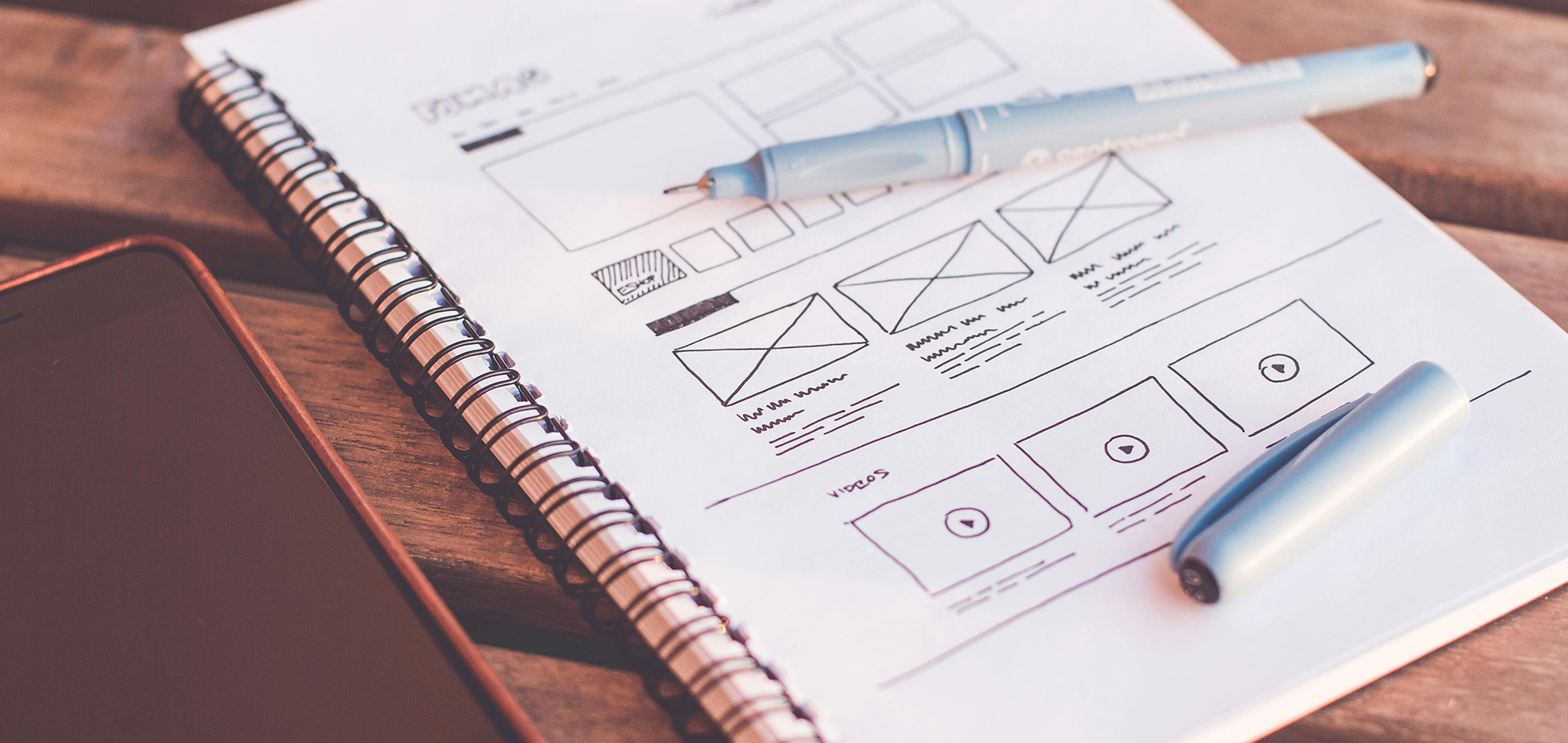 wire framing in design notebook